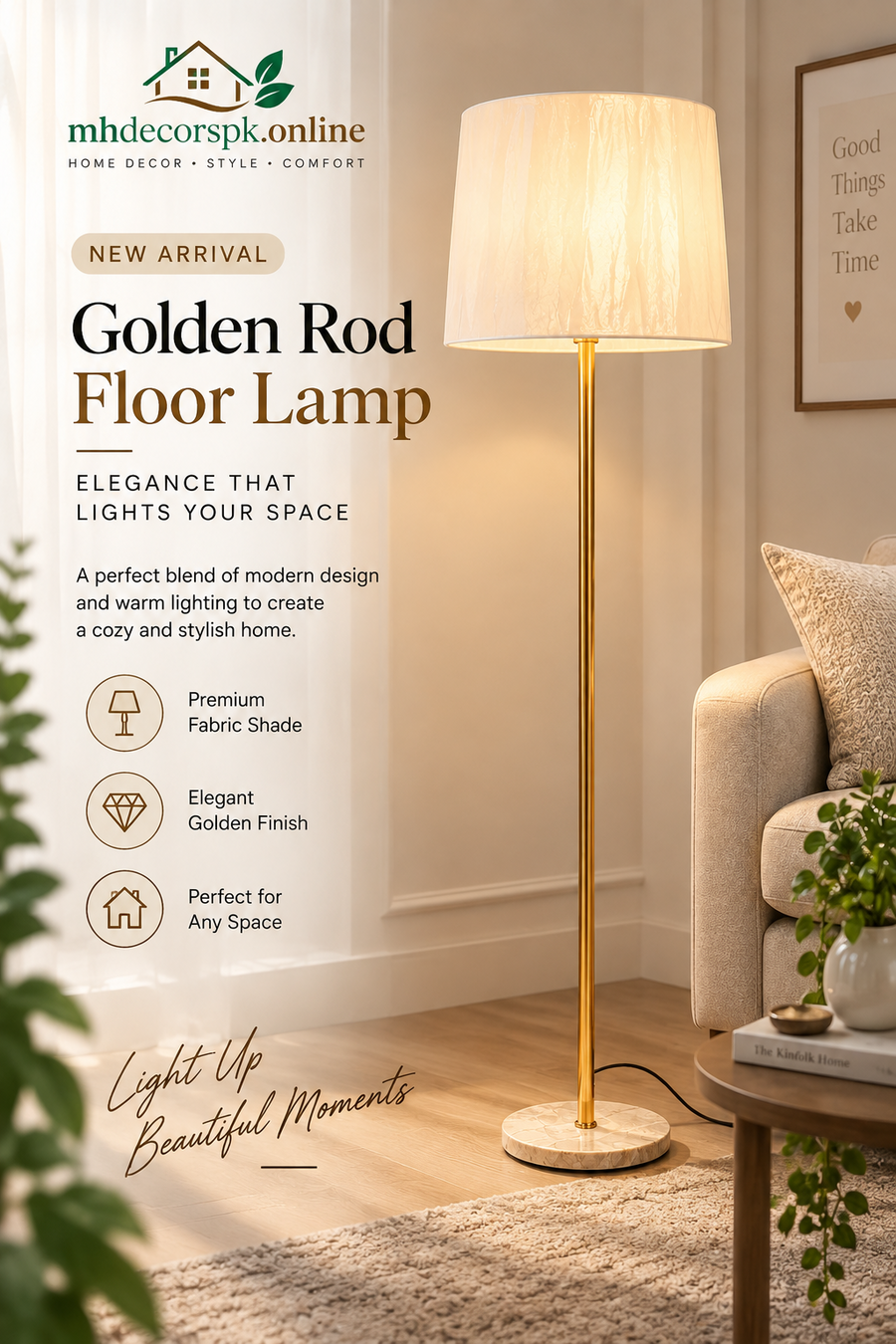 Golden Rod Floor Lamp By Mhdecorspk.online