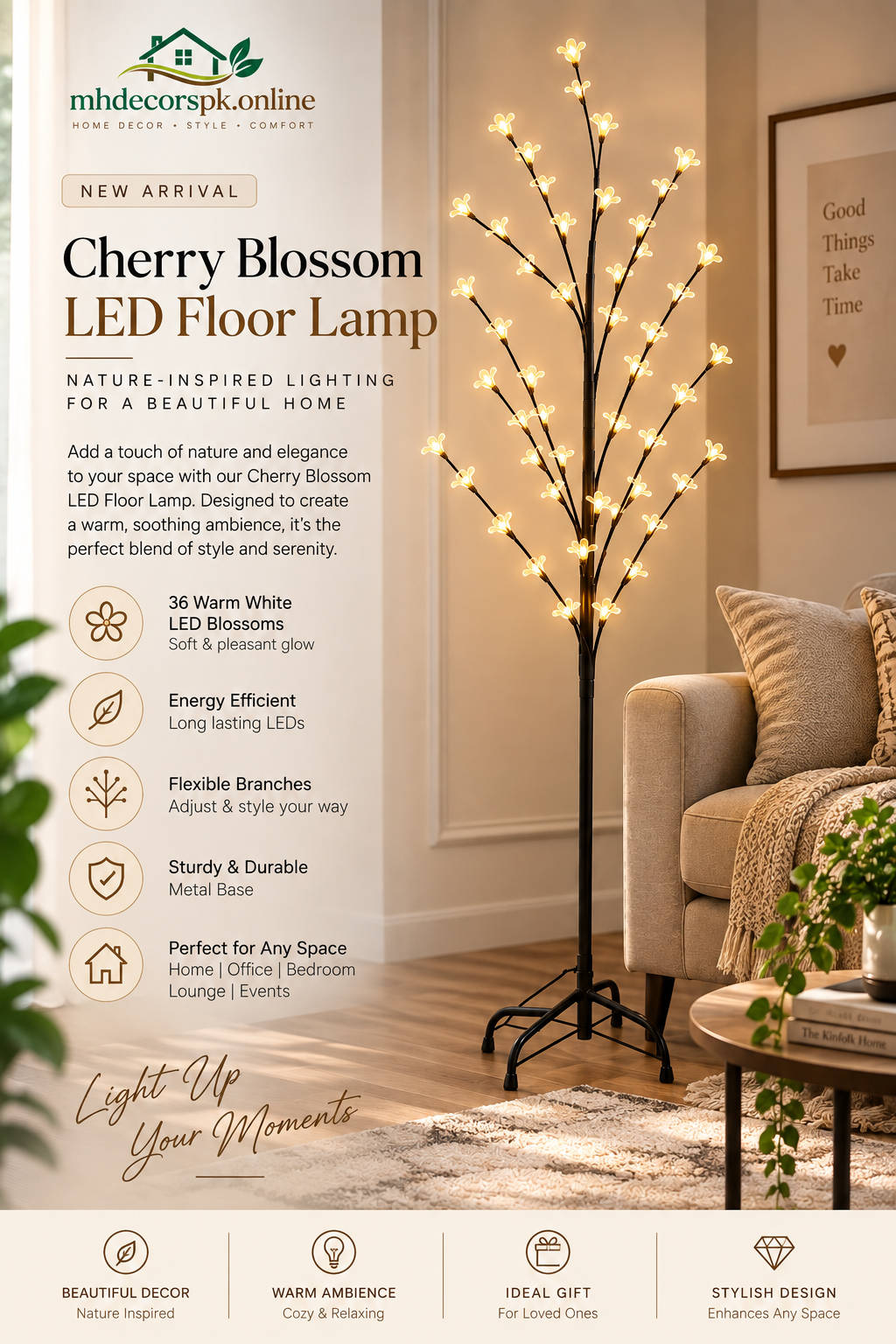 Cherry Blossom LED Floor Lamp By Mhdecorspk.online
