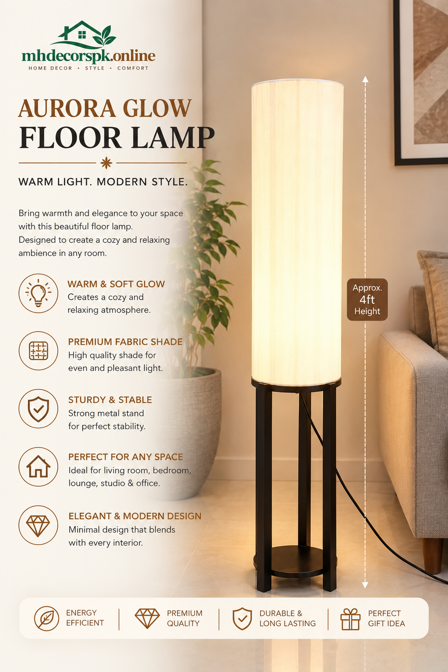 Aurora Glow Floor Lamp By Mhdecorspk.online