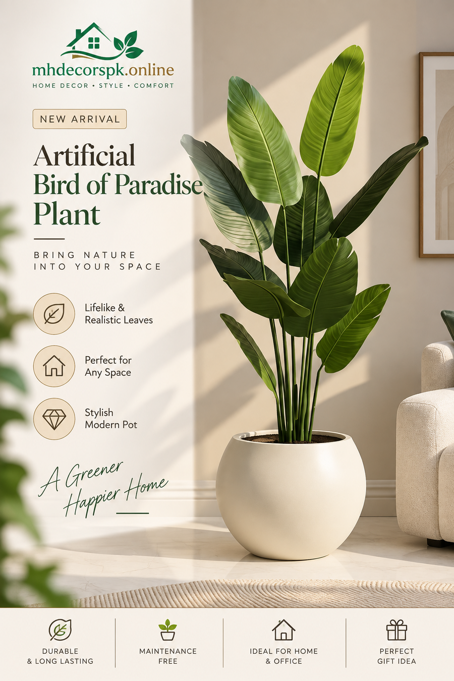 Artificial Bird of Paradise Plant By Mhdecorspk.online